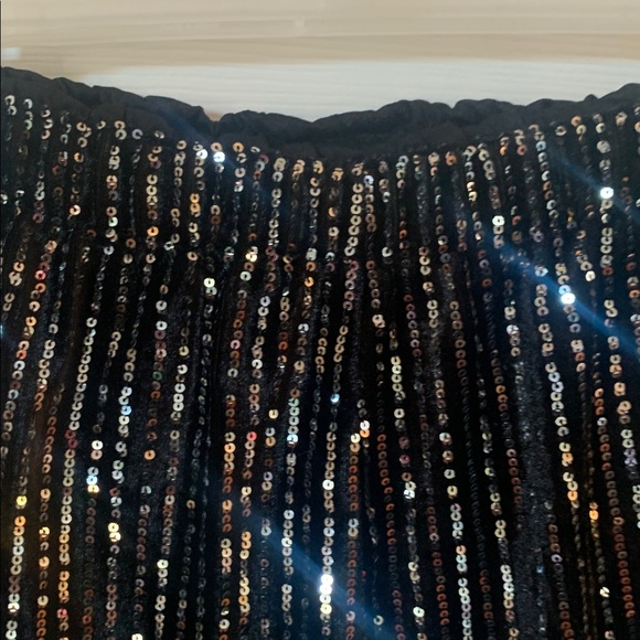 Women’s Shiny Black Trousers Pants w/ Silver Sequins Sz. Medium Unbranded - Picture 3 of 7
